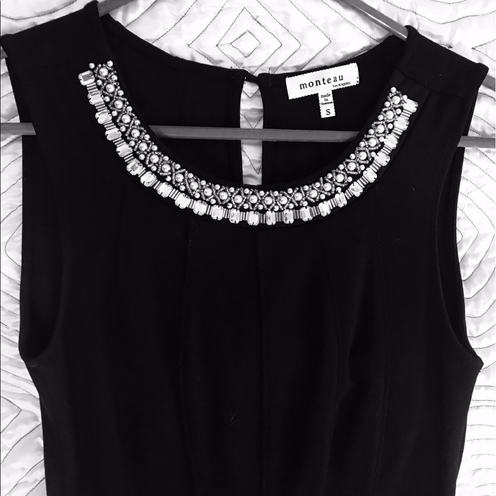Heritage LBD Monteau dress cocktail tank top jeweled neckline NEW